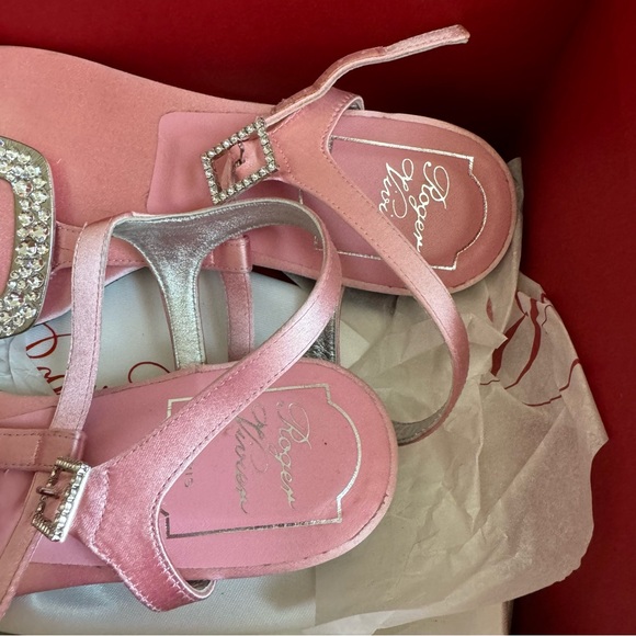 roger vivier pink thong chips satin sandals - Picture 4 of 5